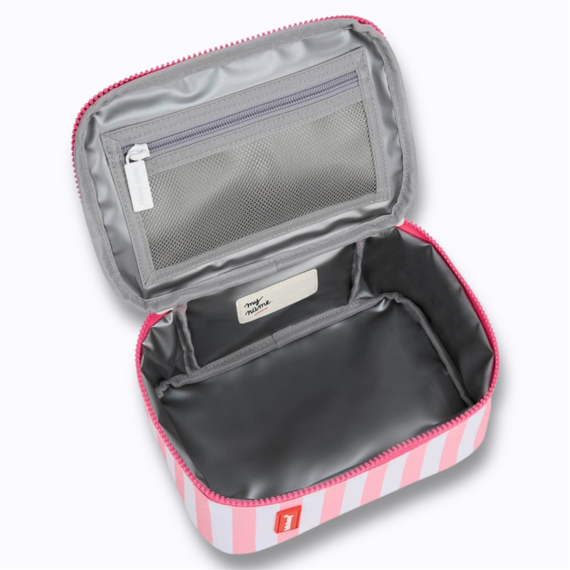 Lunch bag isotherme rayures roses et blanches