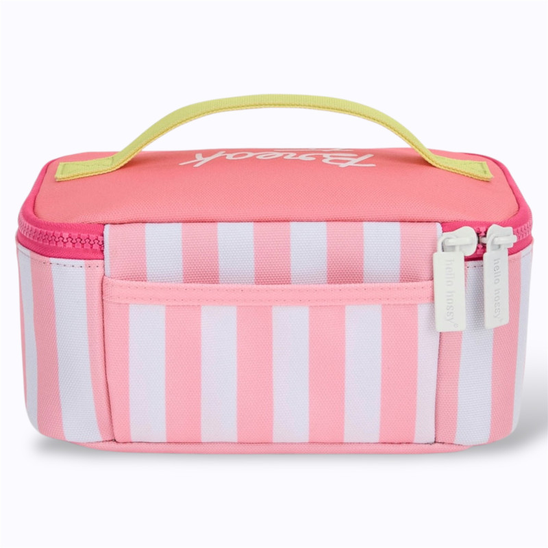 Lunch bag isotherme rayures roses et blanches