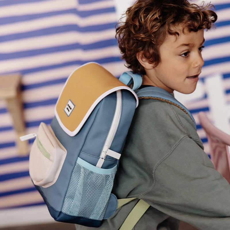 sac à dos bleu et marron