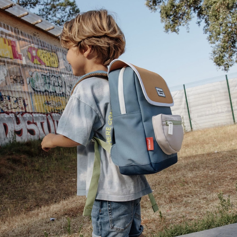 sac à dos bleu et marron
