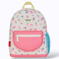 sac à dos rosé à motifs de cerises et de fraises