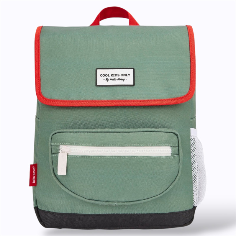 sac à dos vert et bordure rouge