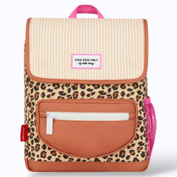 Sac à dos à motif léopard et pochette rayée jaune