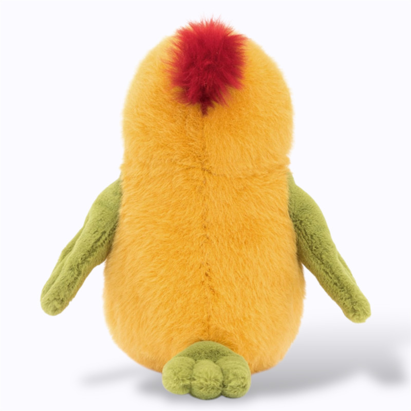 Peluche perroquet jaune verte et rouge