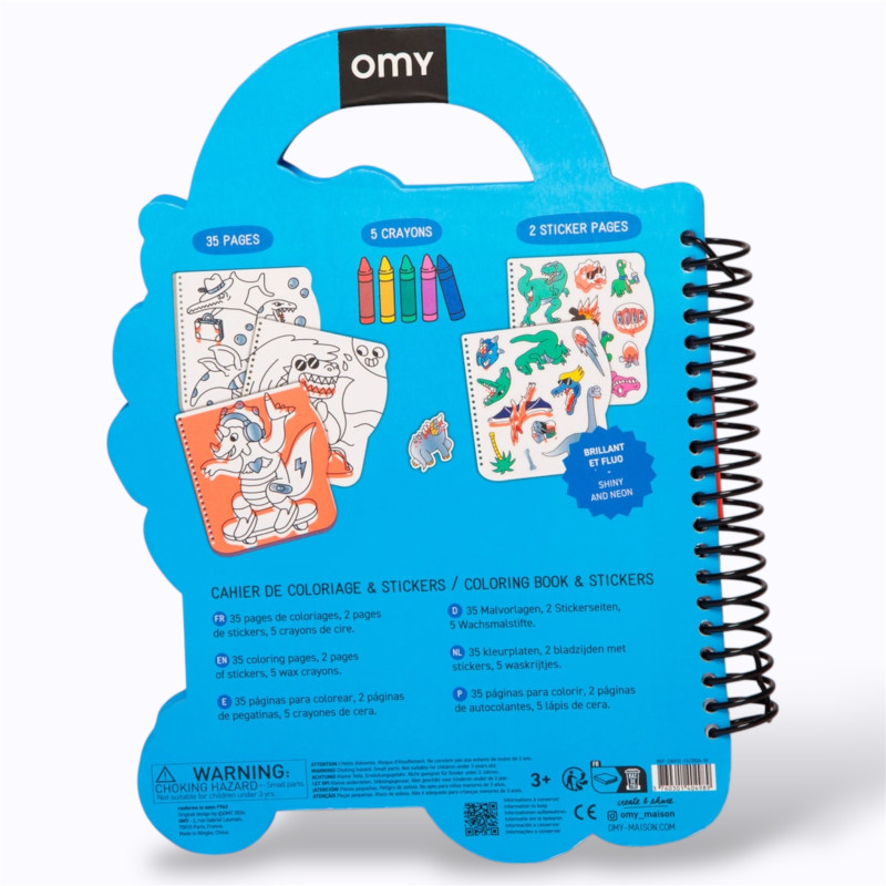 Super livre de coloriage et stickers enfants – OMY - Dino