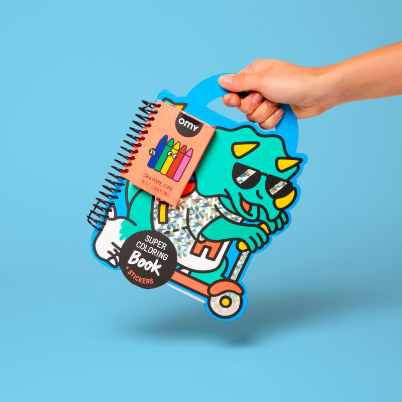 Super livre de coloriage et stickers enfants – OMY - Dino