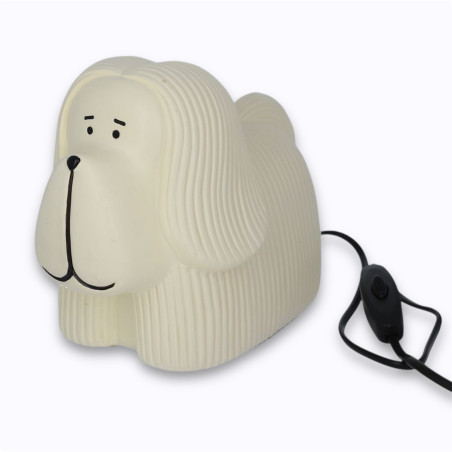 Lampe chien skye terrier blanc