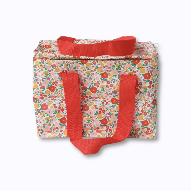lunch bag fleurs rouges
