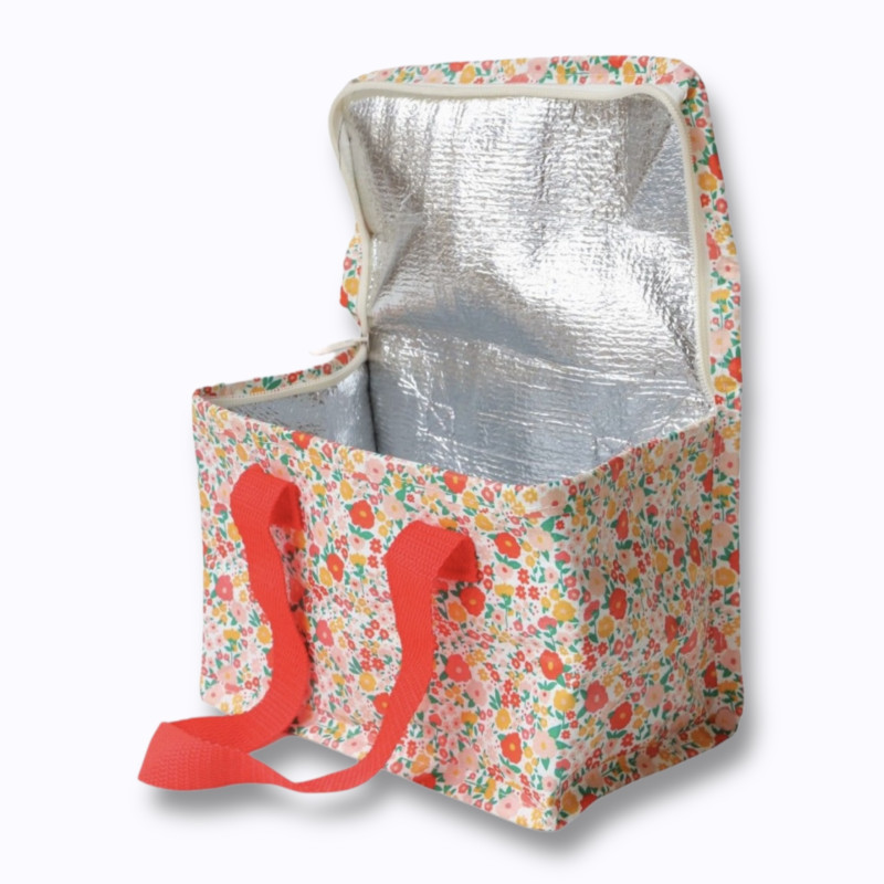 lunch bag fleurs rouges
