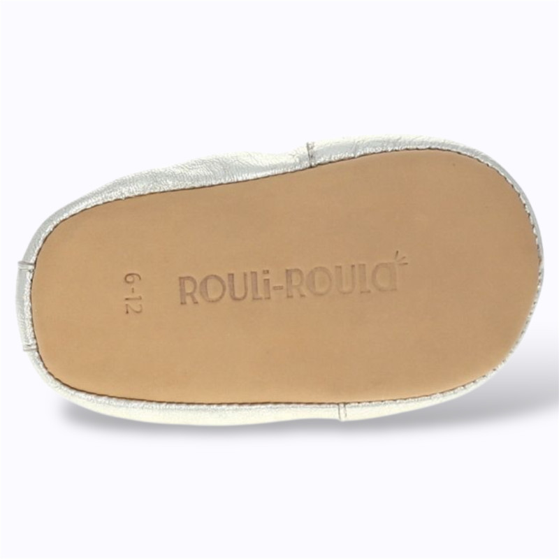 Chaussons bébé Jolis Cœurs dorés Le Petit Souk en cuir souple