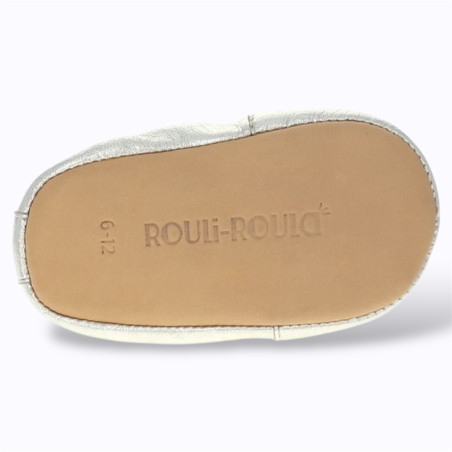 Chaussons bébé Jolis Cœurs dorés Le Petit Souk en cuir souple