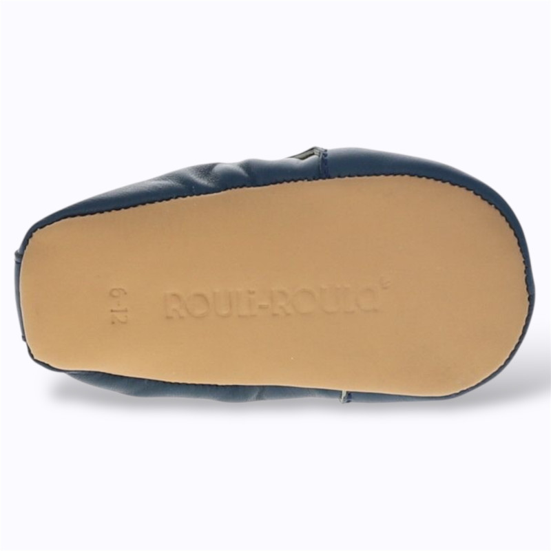 Chaussons bébé Starlette bleu pétrole Le Petit Souk en cuir souple