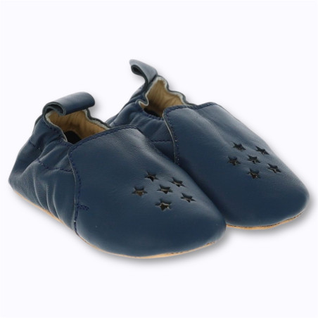 Chaussons bébé Starlette bleu pétrole Le Petit Souk en cuir souple