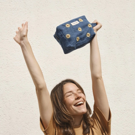 Pochette XL Tournelles Denim Jaune Tournesol Pochette XL Tournelles Denim Jaune Tournesol