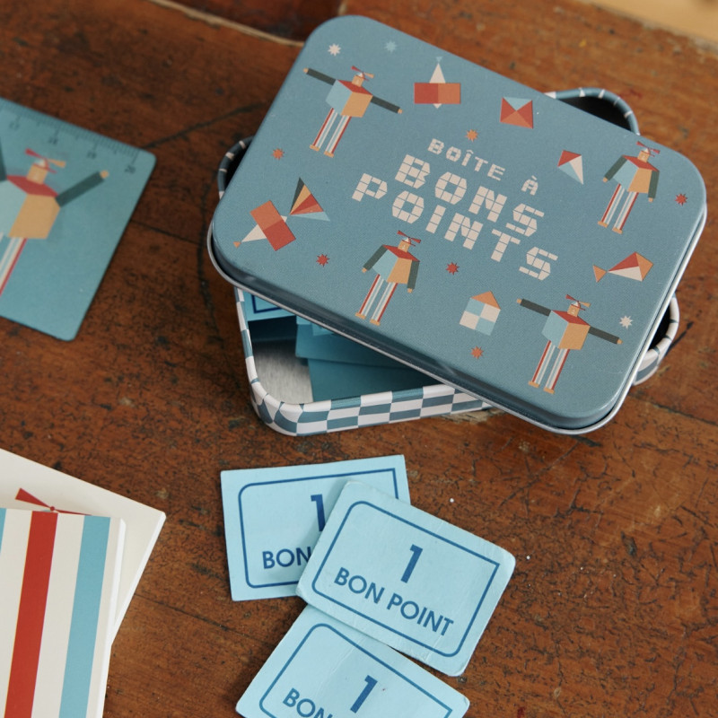 Boîte à bons points robots et damier