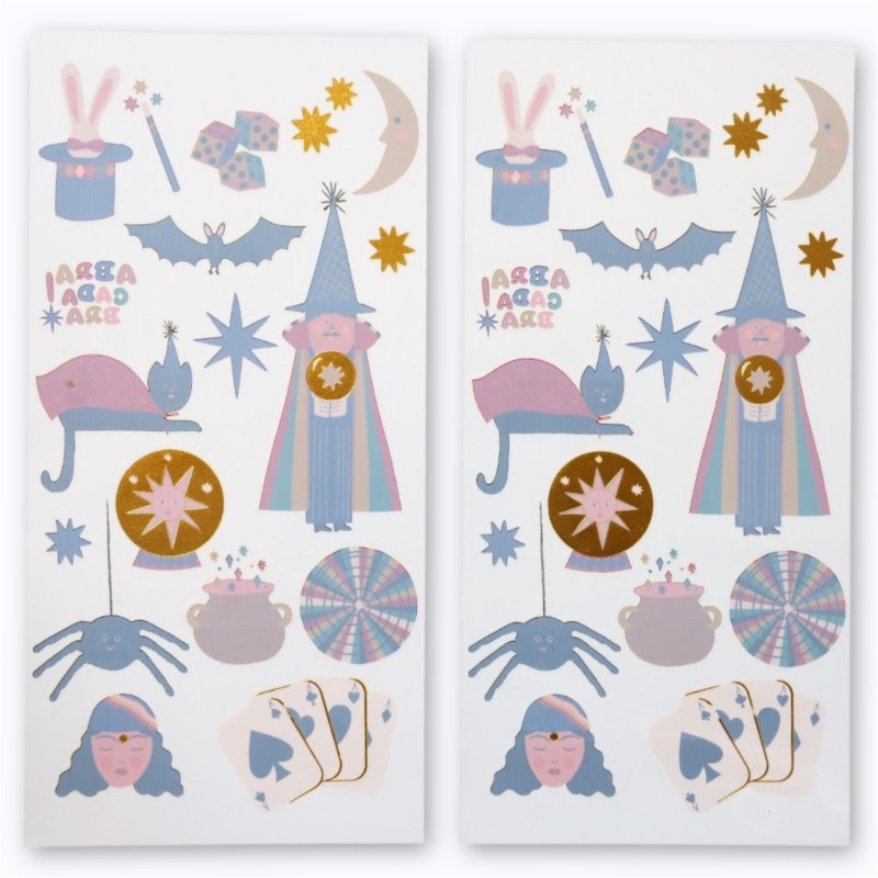 Set de 2 planches de tatouages temporaires "Magie"