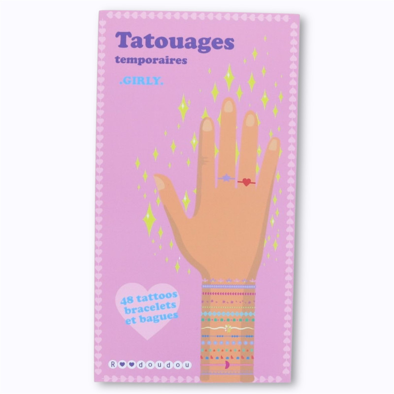 Set de 2 planches de tatouages temporaires "Girly"