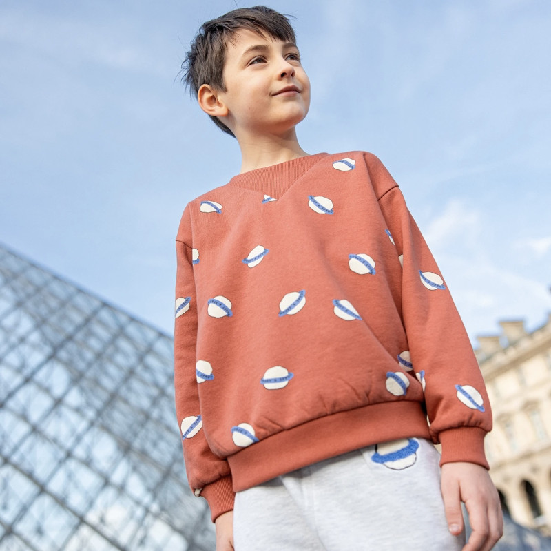 Sweat col côtelé imprimé Saturne