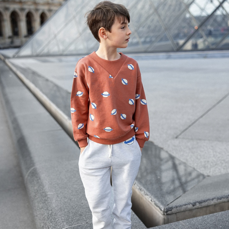 Sweat col côtelé imprimé Saturne