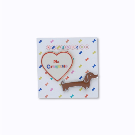 Lot de 2 pin's teckel et cœur - Le Petit Souk Lot de 2 pin's teckel et cœur - Le Petit Souk