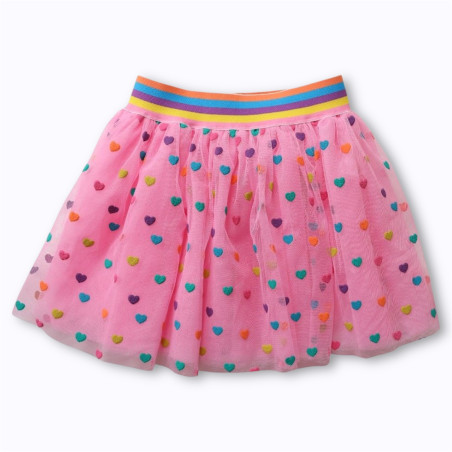 Jupe tutu rose cœurs multicolores