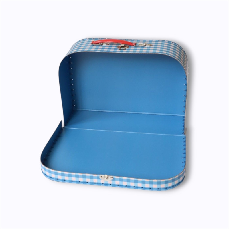 Valisette enfant vichy bleu pomme rouge - Le Petit Souk