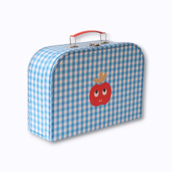 Valisette enfant vichy bleu pomme rouge - Le Petit Souk