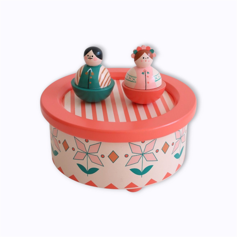 Boîte à musique fleurie danseurs Folk