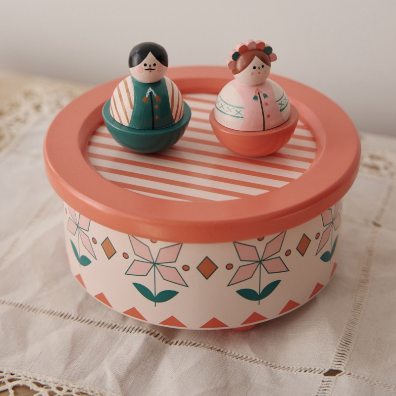 Boîte à musique fleurie danseurs Folk