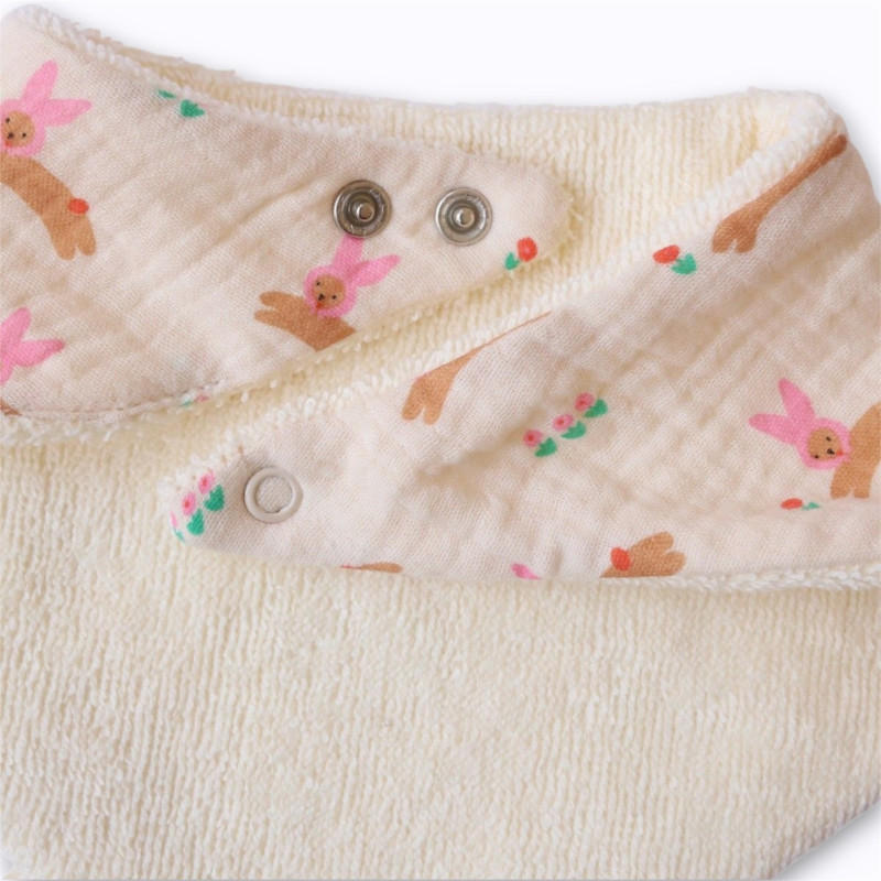 Bavoir bandana éponge lapin rose