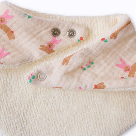 Bavoir bandana éponge lapin rose Bavoir bandana éponge lapin rose