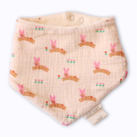Bavoir bandana éponge lapin rose Bavoir bandana éponge lapin rose