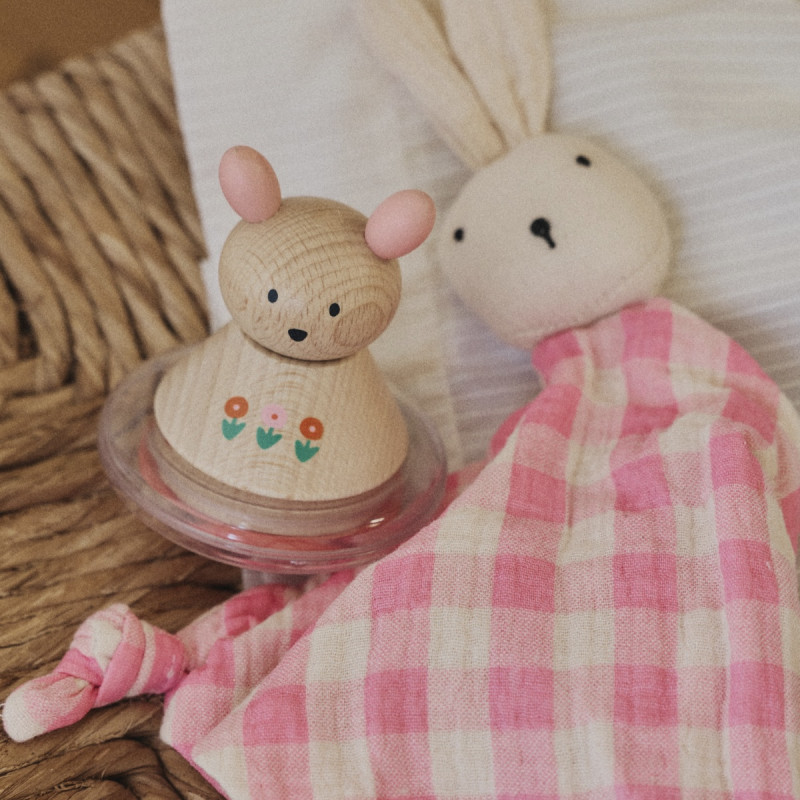 Doudou plat lapin rose - Le Petit Souk