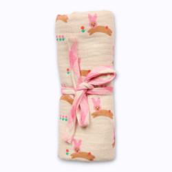 Lange lapin rose 70x70cm - Le Petit Souk