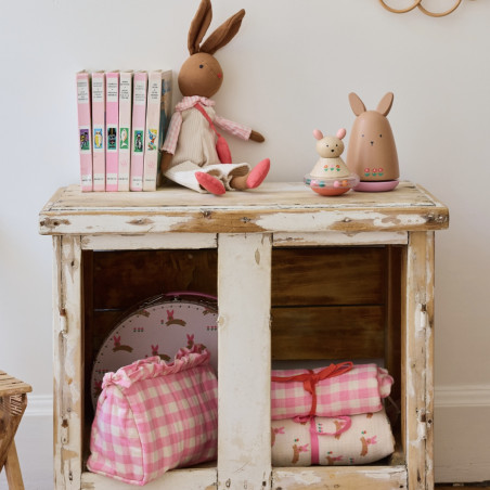 Lange lapin rose 70x70cm - Le Petit Souk Lange lapin rose 70x70cm - Le Petit Souk