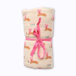 Lange lapin rose 120x120 cm - Le Petit Souk