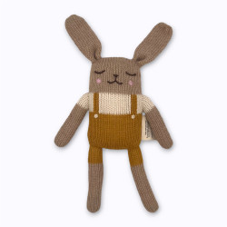 Doudou lapin salopette ocre - Main Sauvage
