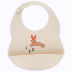 Bavoir en silicone lapin rose
