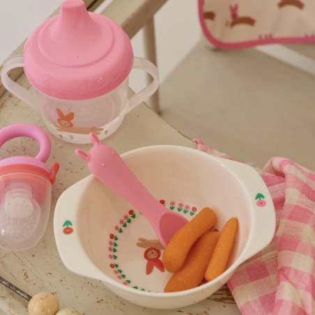 Petite cuillère rose en silicone lapin rose Petite cuillère rose en silicone lapin rose