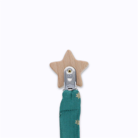 Attache tétine vert étoiles