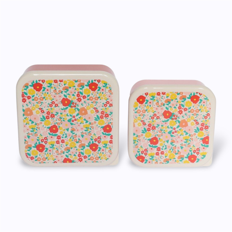 Lot de 2 boîtes à goûter fleuries