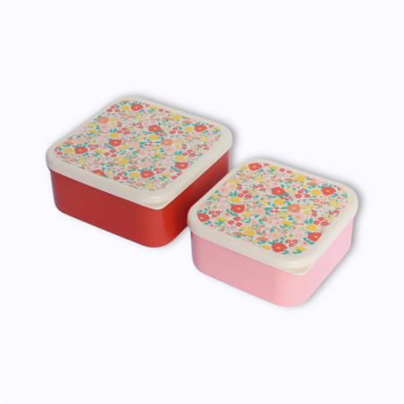 Lot de 2 boîtes à goûter fleuries Lot de 2 boîtes à goûter fleuries
