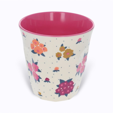 Grand verre fleuri rose - Le Petit Souk Grand verre fleuri rose - Le Petit Souk