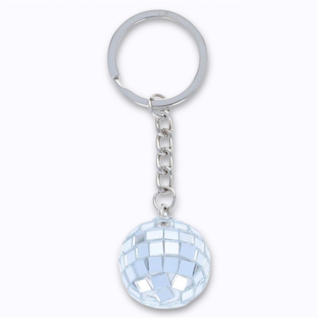 Porte-clés boule disco à facettes argent Porte-clés boule disco à facettes argent