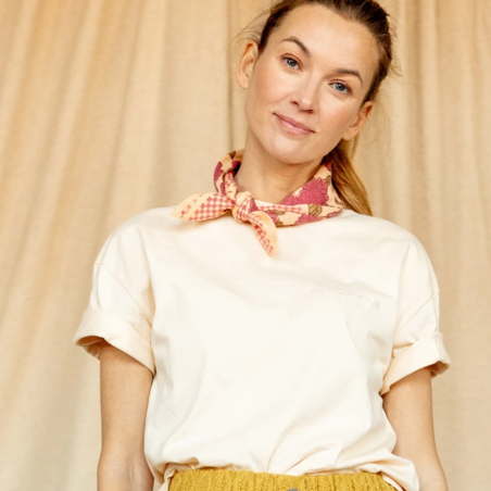 Small Foulard Manika Bloom Macadamia Apaches coton biologique