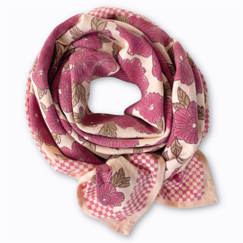 Big Foulard Latika Bloom Apaches coton biologique imprimé floral artisanal