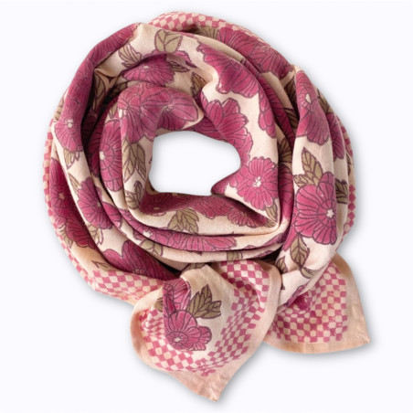 Big Foulard Latika Bloom Apaches coton biologique imprimé floral artisanal