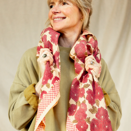 Big Foulard Latika Bloom Apaches coton biologique imprimé floral artisanal