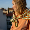 Big Foulard Latika Pop Corn Olive Apaches coton bio imprimé artisanal