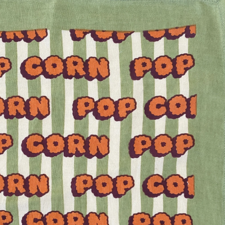 Big Foulard Latika Pop Corn Olive Apaches coton bio imprimé artisanal